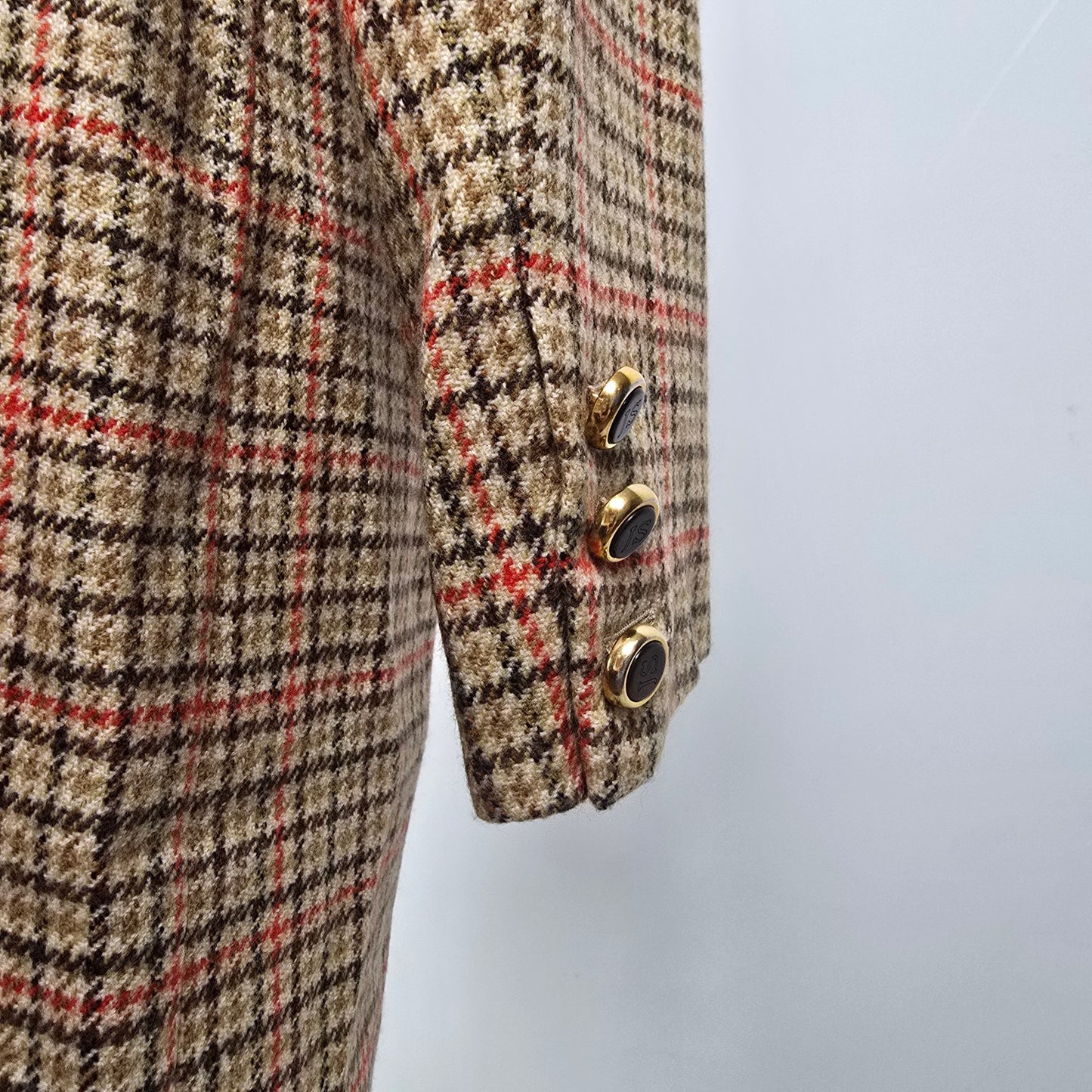 Vintage Jobis La Chic Brown Houndstooth Wool Cashmere Blazer Size 14