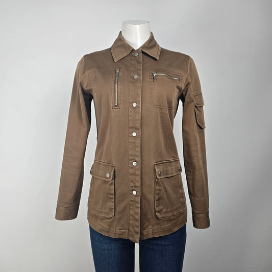 CYC Brown Cotton Snap Front Light Jacket Size 7/8