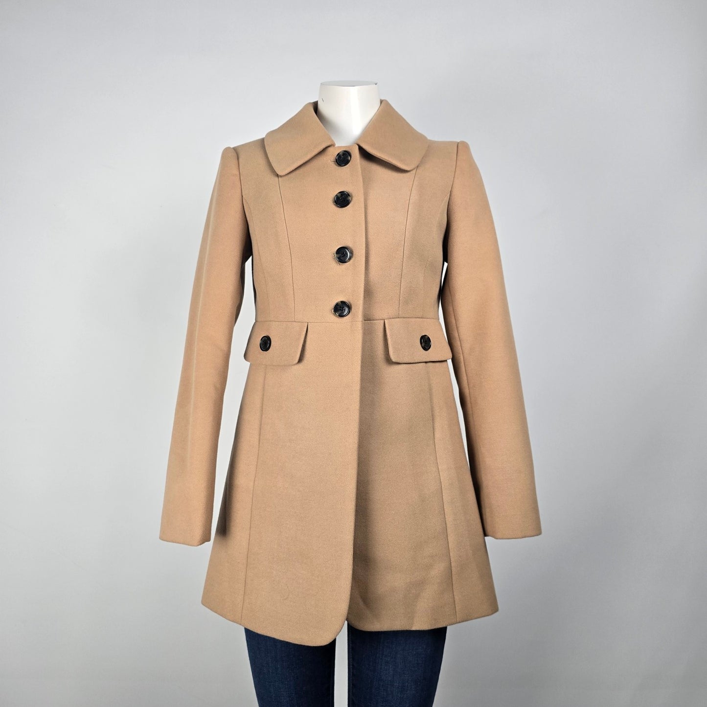 Mac & Jac Brown Button Up Pea Coat Size S