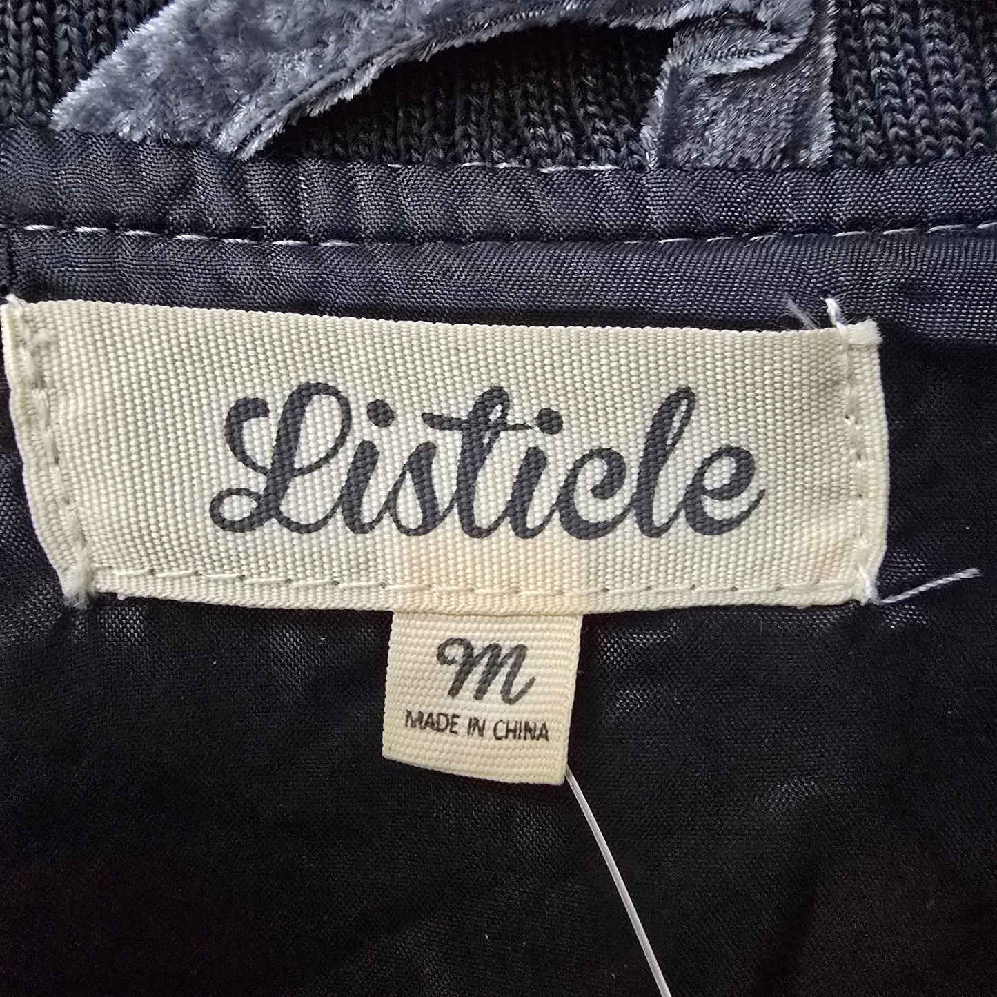 Listicle Grey Velvet Ruched Sleeve Zip Front Bomber Jacket Size M