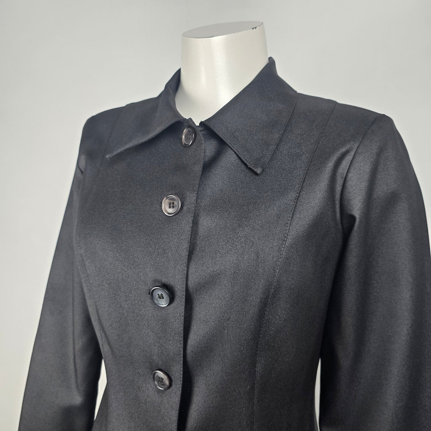 Vintage Wrapper Black Button Up Blazer Size 7/8
