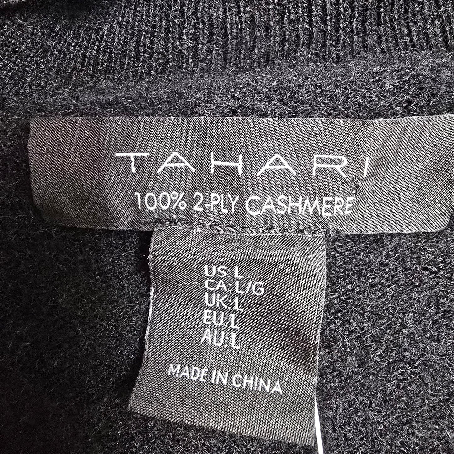 Tahari Black Cashmere Button Up Cardigan Size L