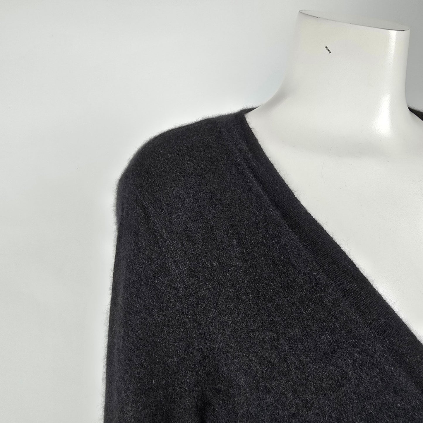 Tahari Black Cashmere Button Up Cardigan Size L