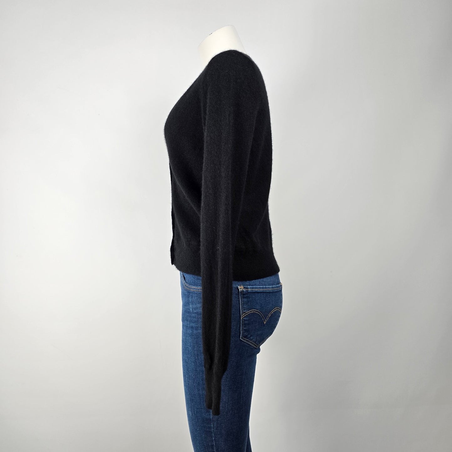 Tahari Black Cashmere Button Up Cardigan Size L