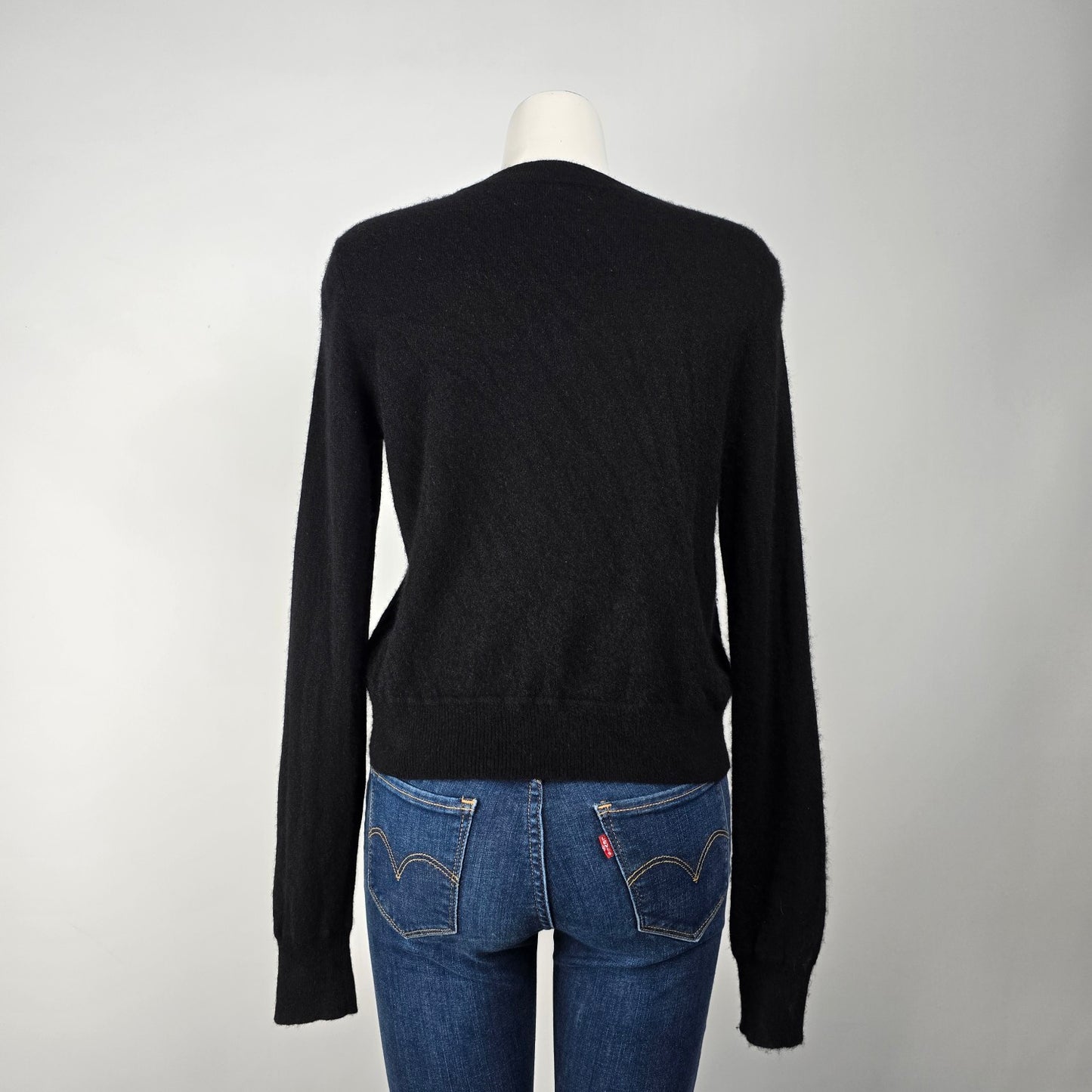 Tahari Black Cashmere Button Up Cardigan Size L