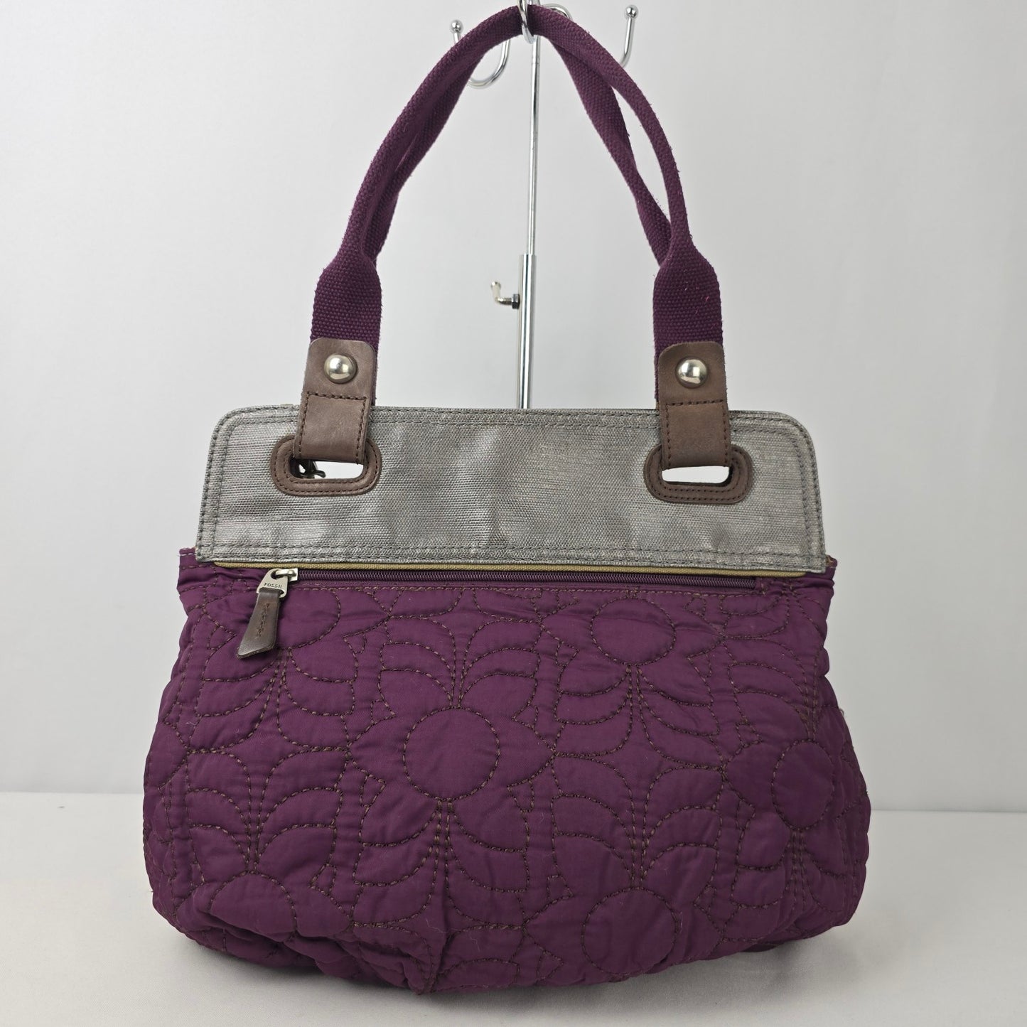 Fossil Purple & Grey Quilted Purse
