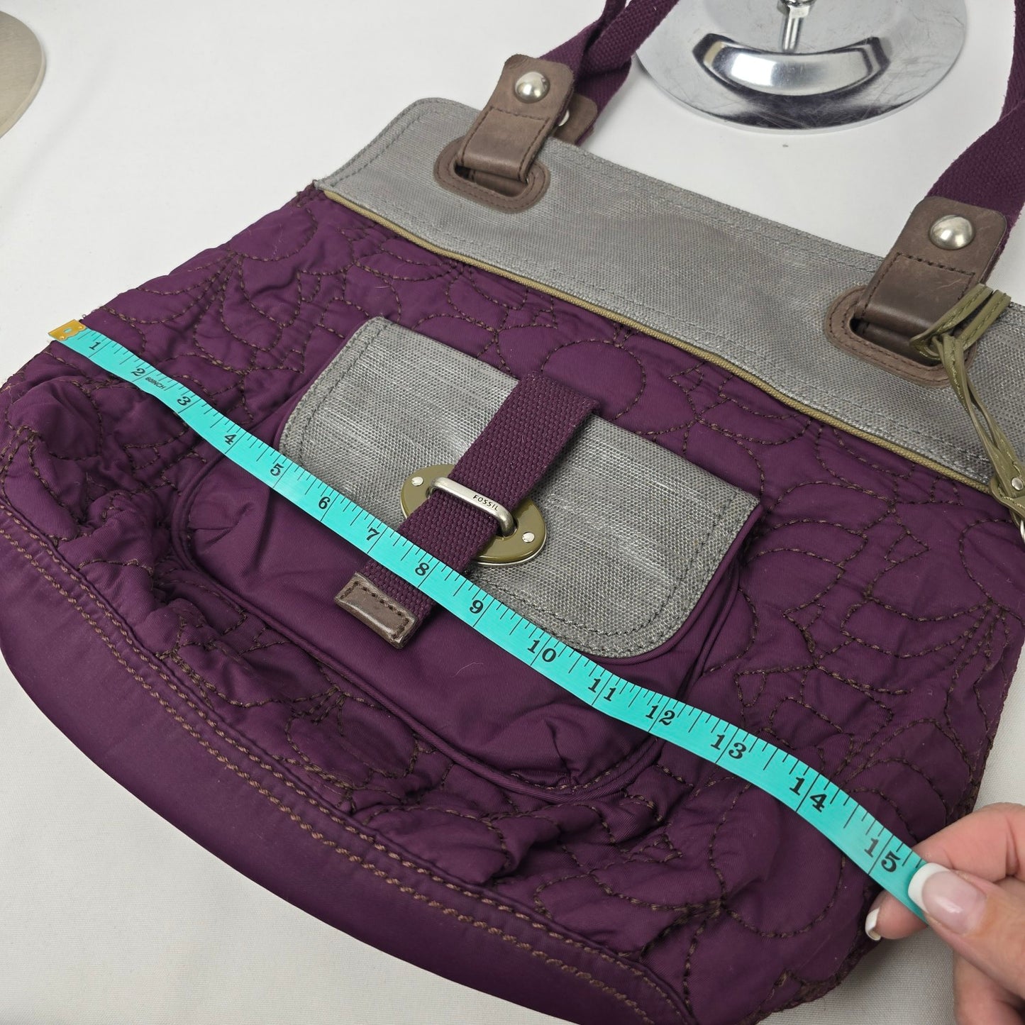 Fossil Purple & Grey Quilted Purse