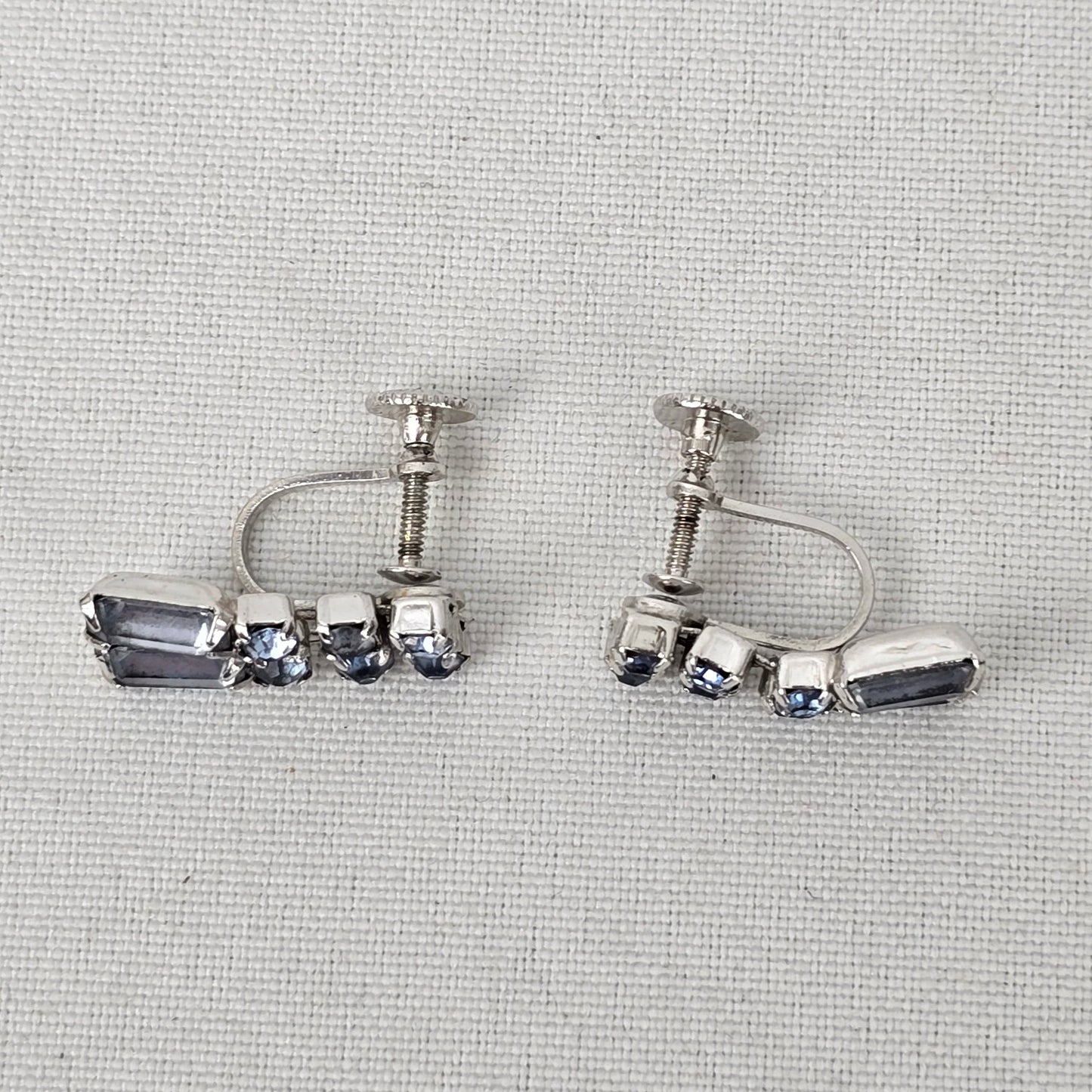 Vintage Continental Blue Crystal Screw Back Earrings
