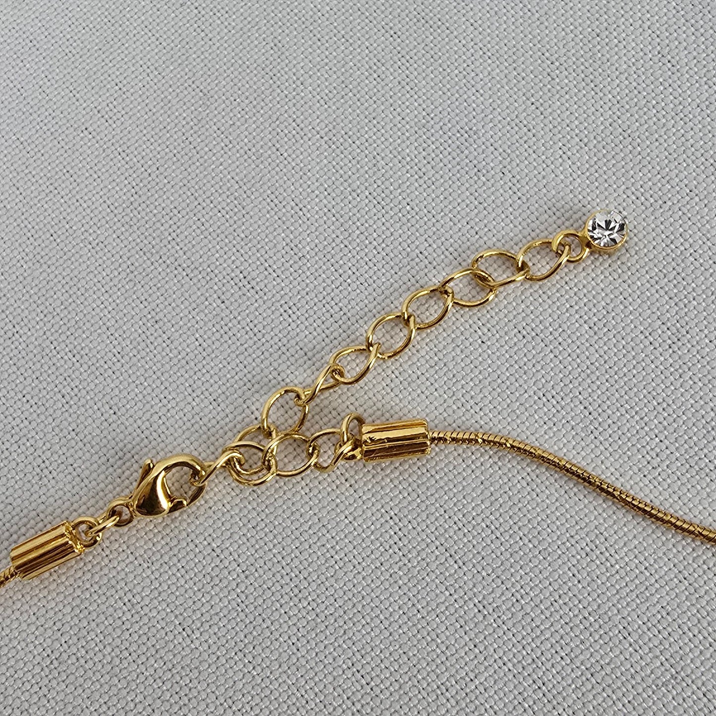 FAC Gold Tone Flower Crystal Stud Pendant Necklace