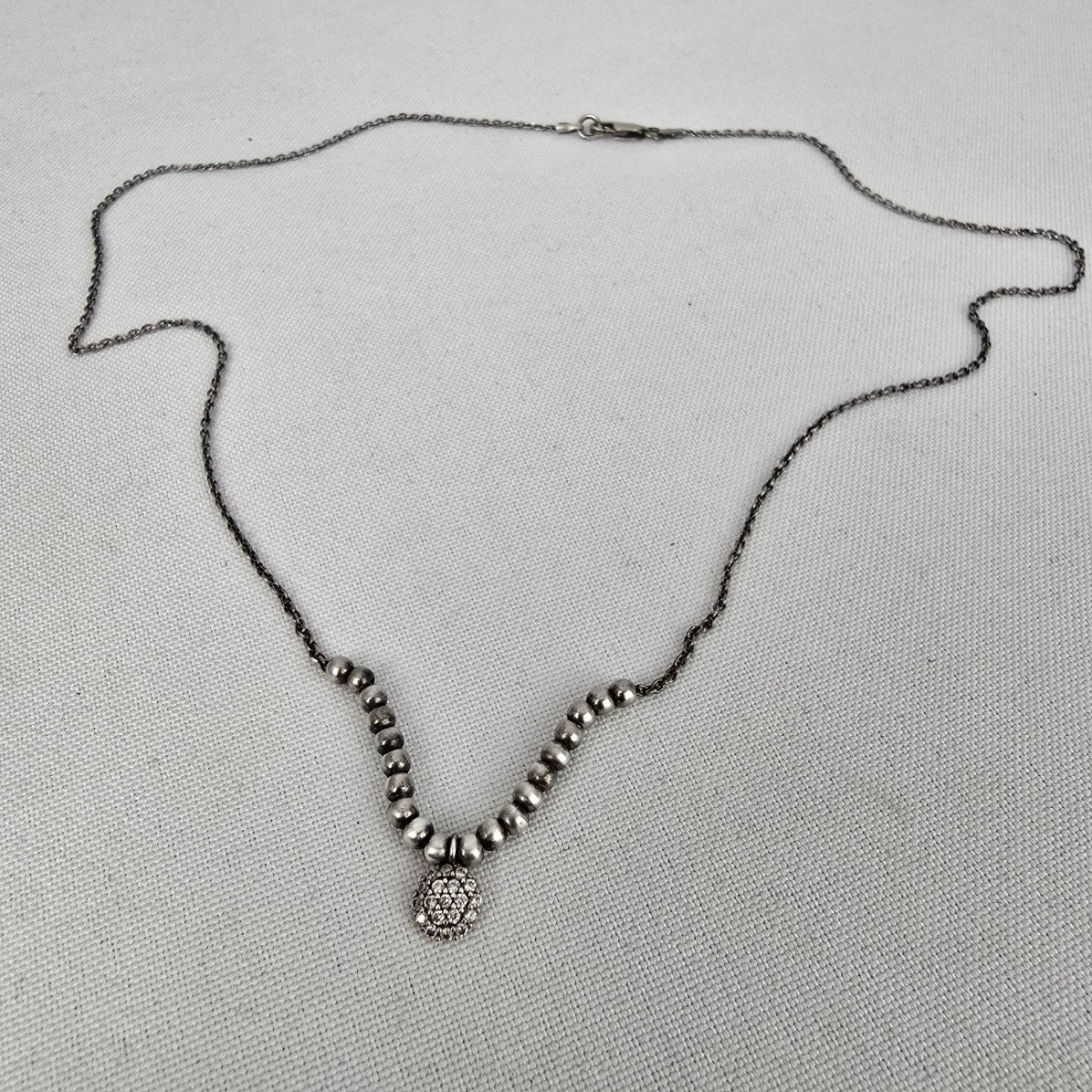 925 Sterling Silver Rhinestone Pendant Delicate Necklace