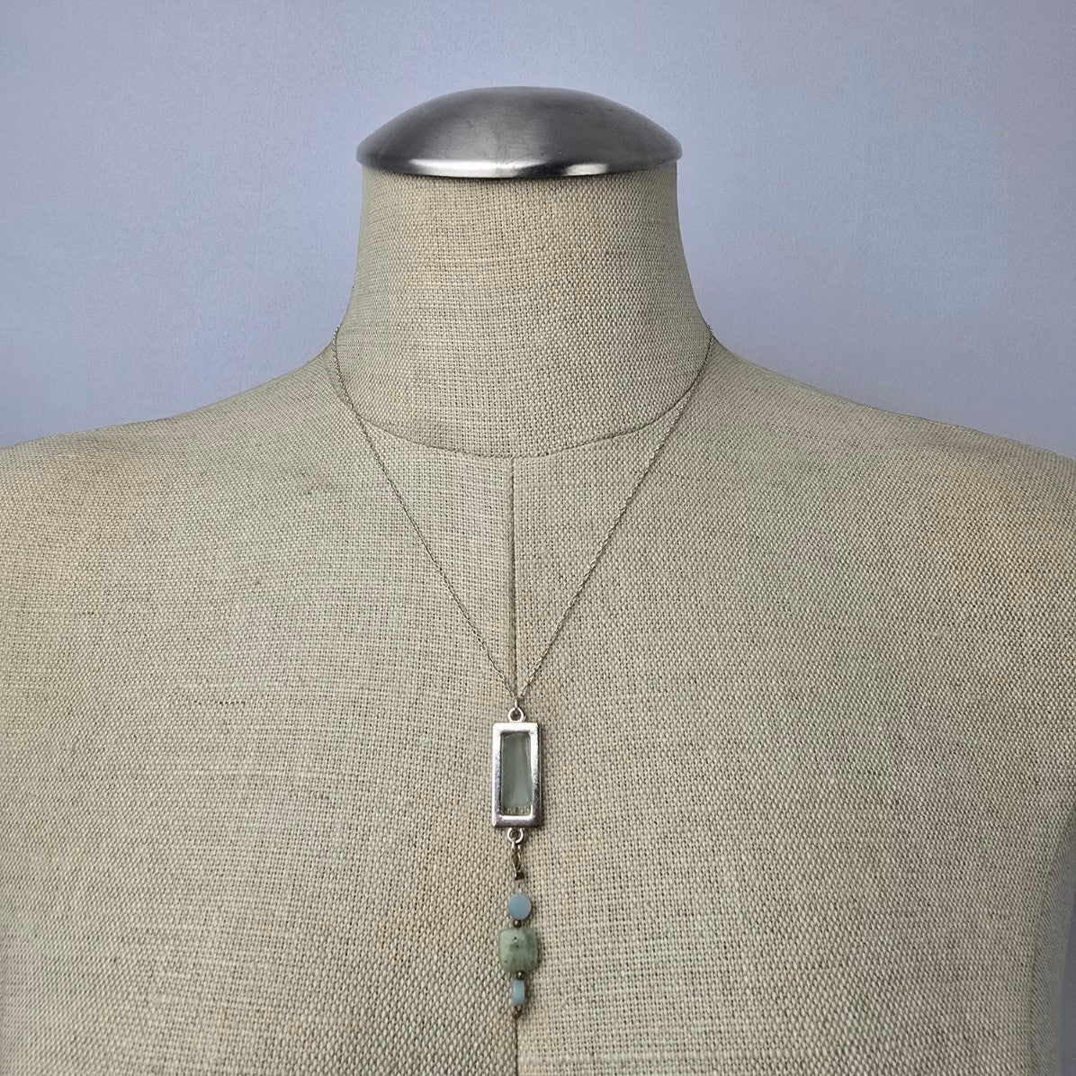 925 Sterling Sea Glass Pendant Beaded Chain Necklace