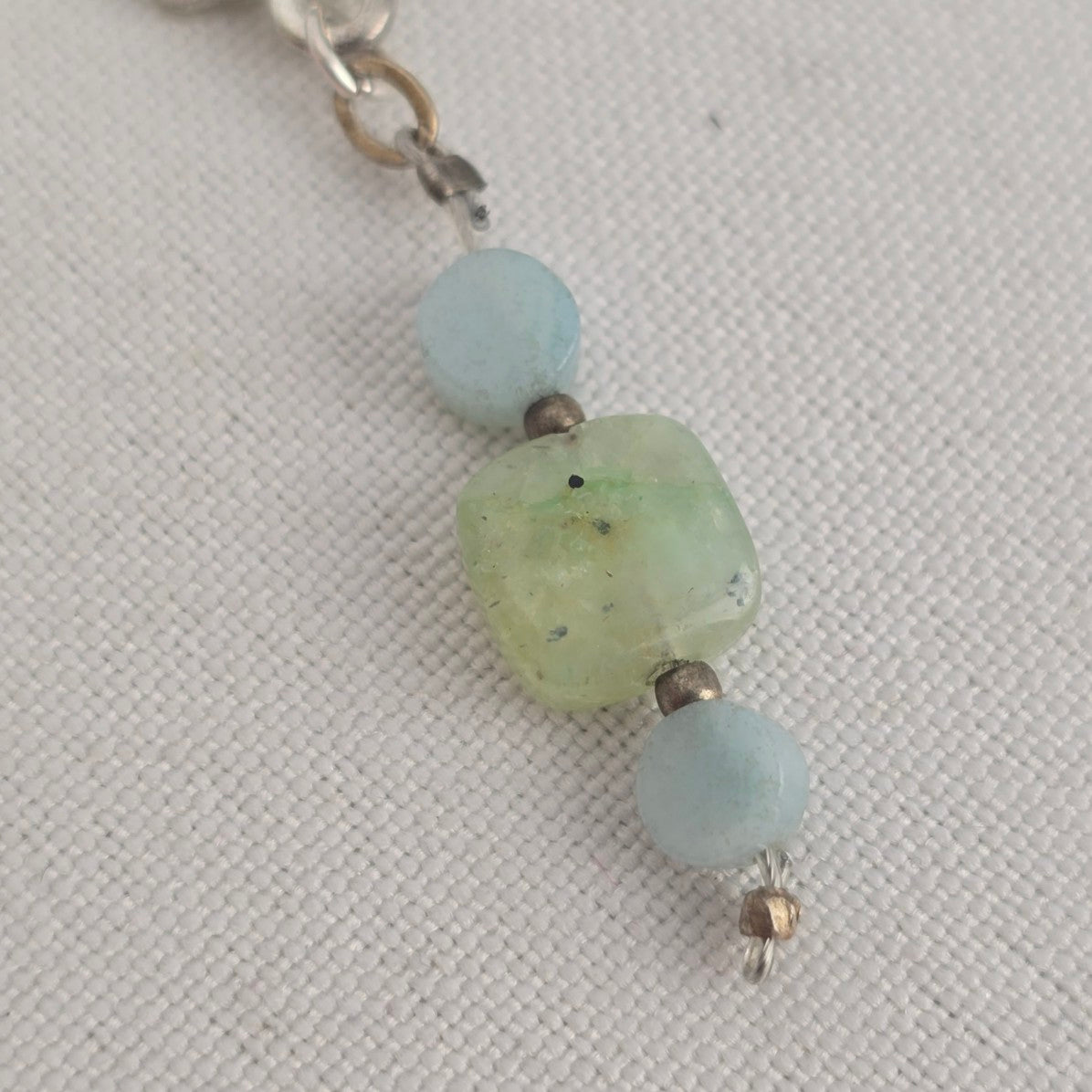 925 Sterling Sea Glass Pendant Beaded Chain Necklace