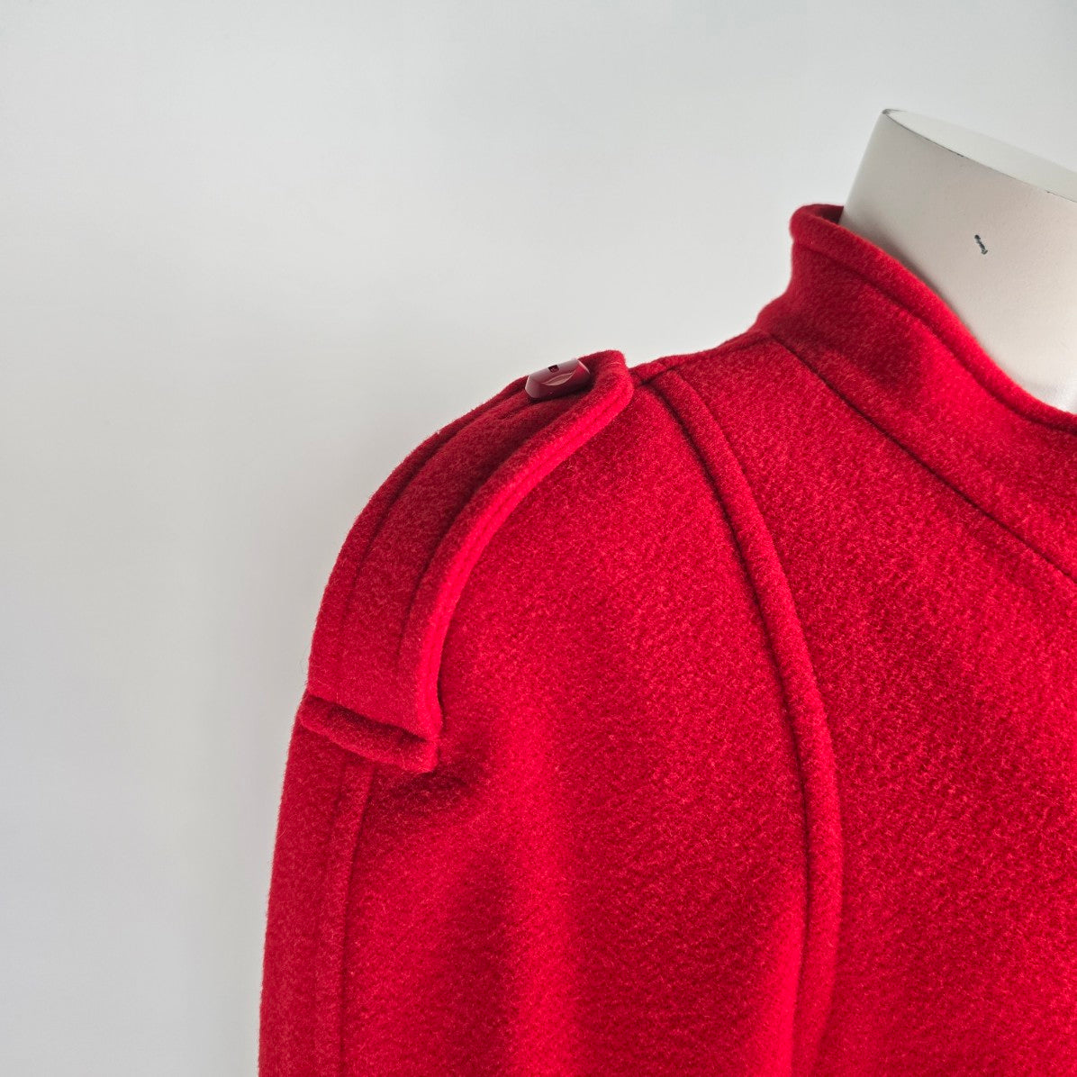 Vintage Lampert Red Wool Long Pea Jacket Size 14
