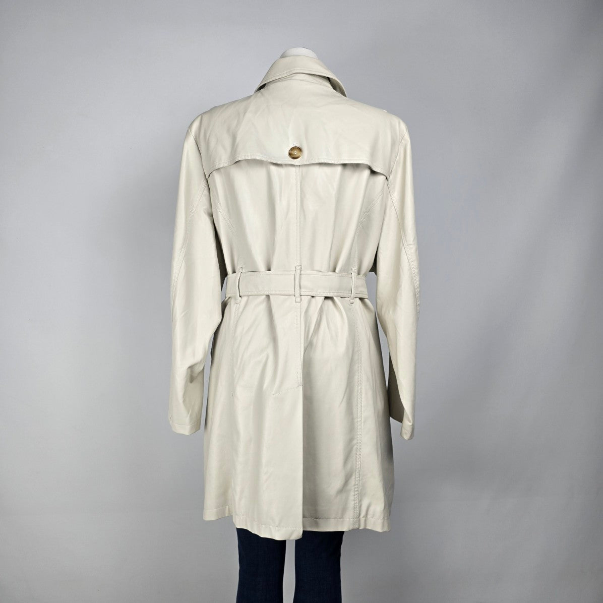 Penningtons Cream Vegan Leather Belted Trench Coat Size 2X