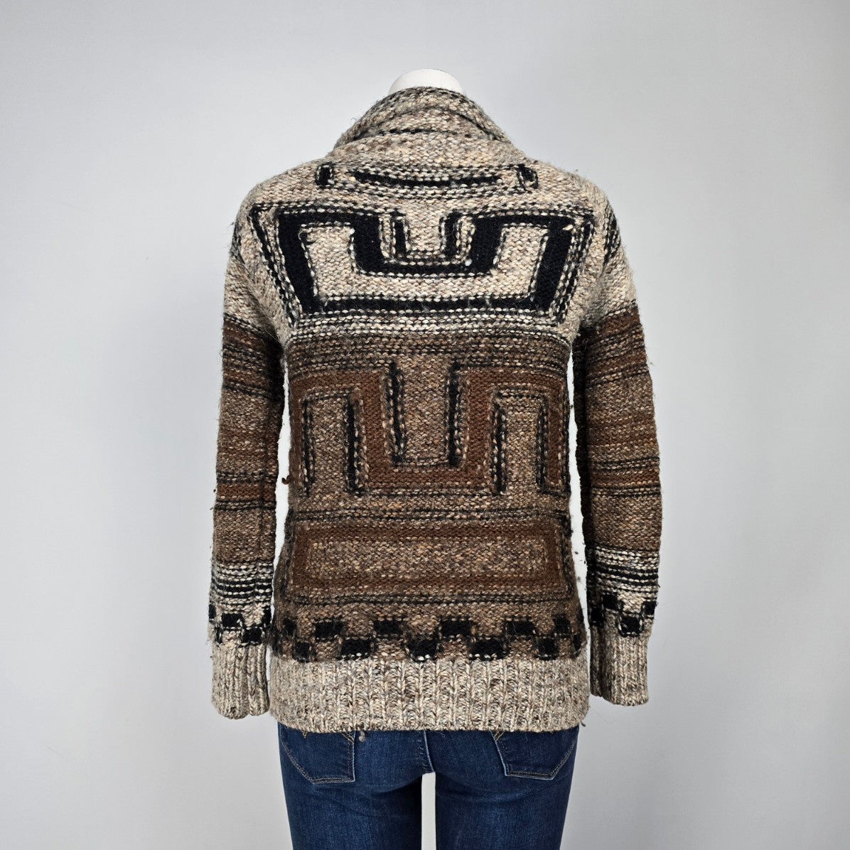 Wilfred Free Cowichan Wool Alpaca Chunky Knit Zip Cardigan Sweater Size XXS