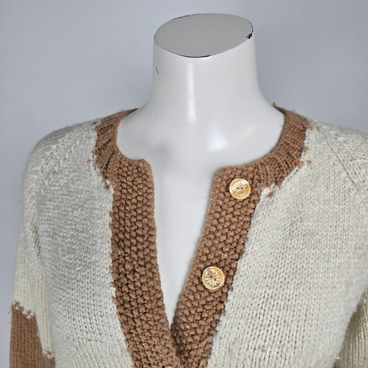 Handmade Brown Knit Button Up Cardigan Size S/M