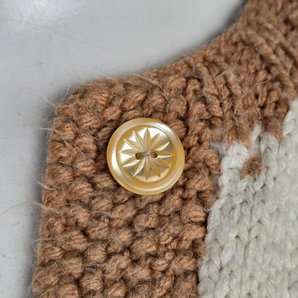 Handmade Brown Knit Button Up Cardigan Size S/M