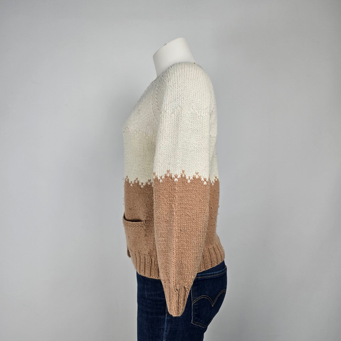 Handmade Brown Knit Button Up Cardigan Size S/M