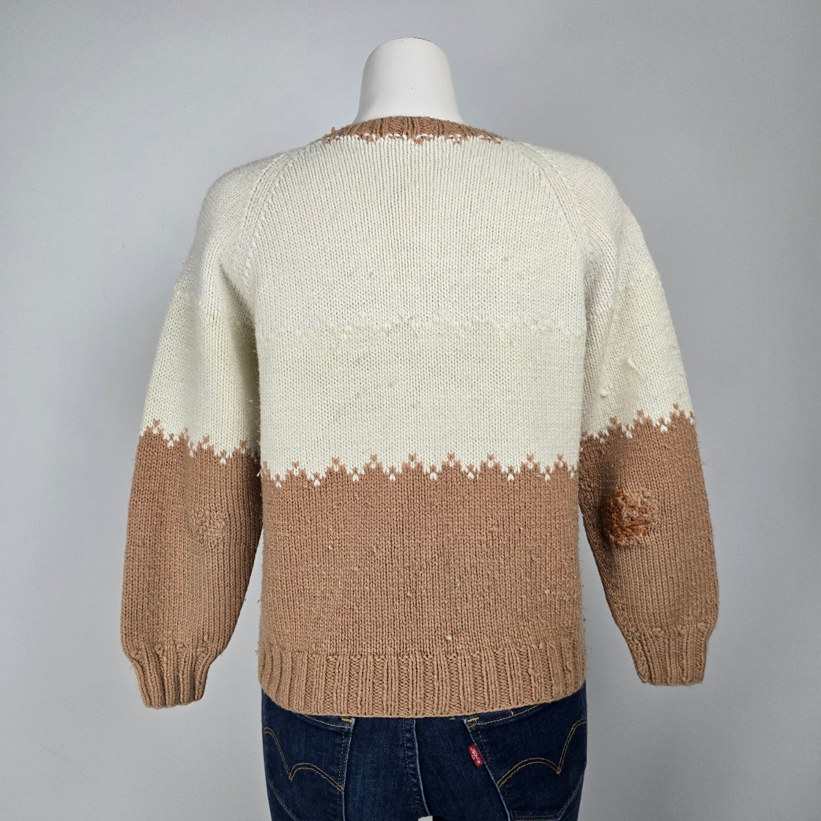 Handmade Brown Knit Button Up Cardigan Size S/M