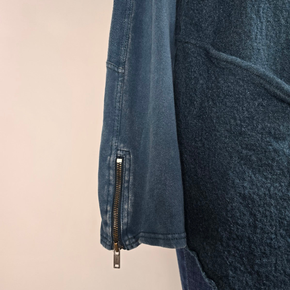 Free People Drippy Wool Blue Asymmetrical Hoodie Jacket Size L