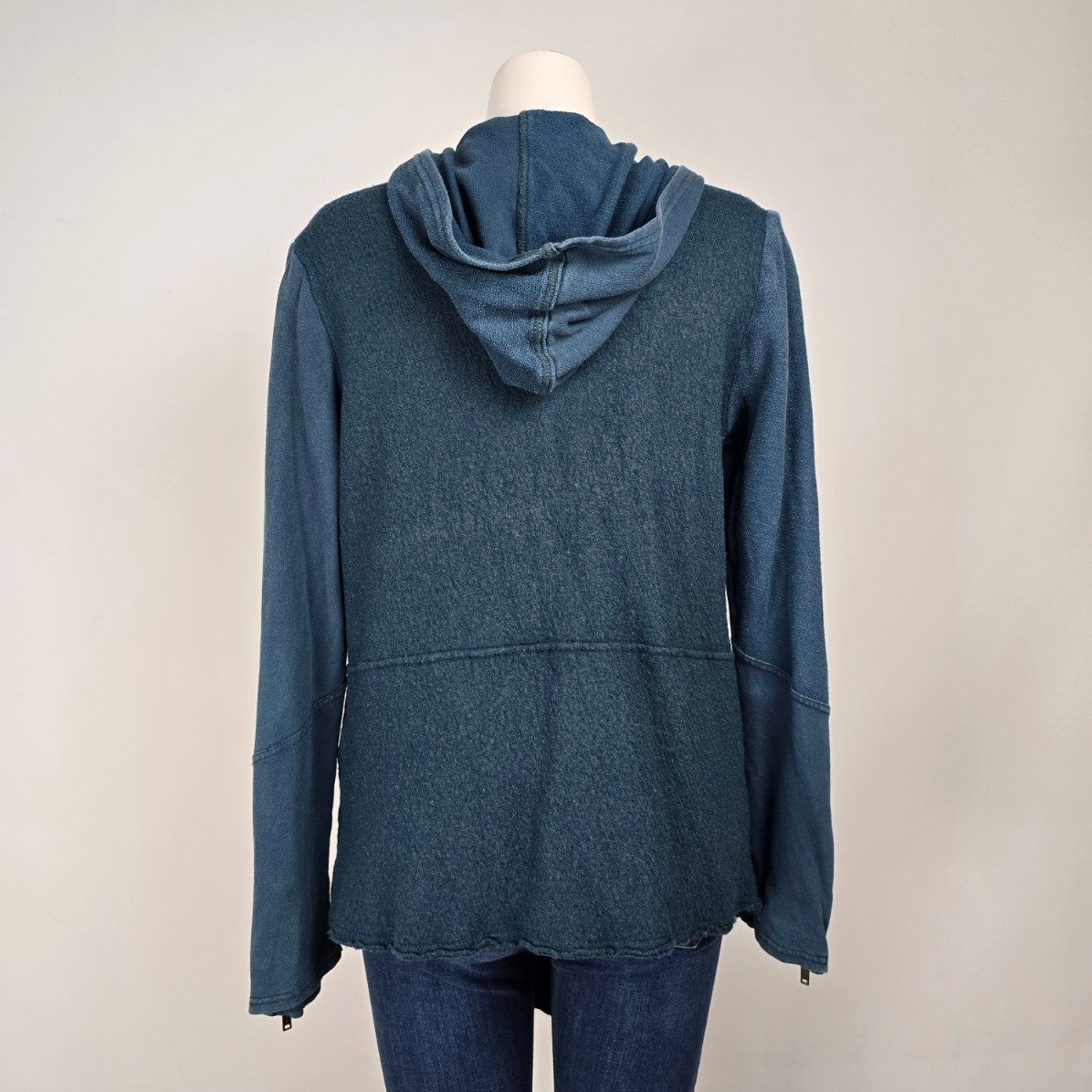 Free People Drippy Wool Blue Asymmetrical Hoodie Jacket Size L