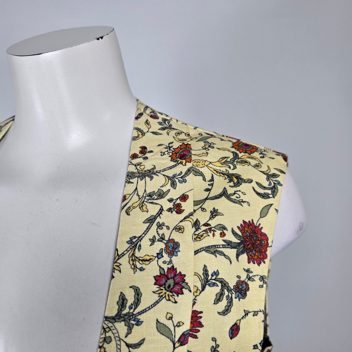 Yellow Floral Button Up Vest Size S/M