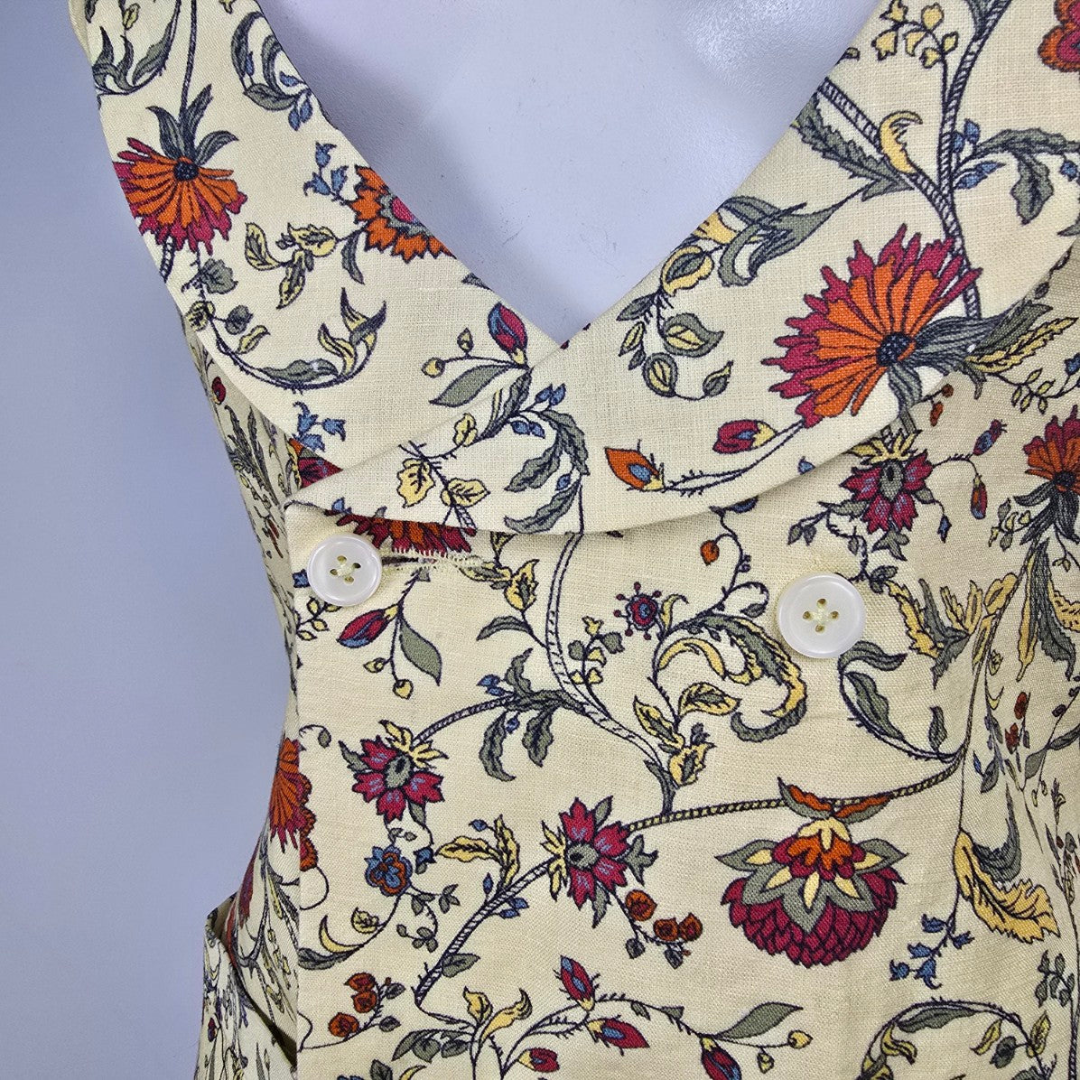 Yellow Floral Button Up Vest Size S/M