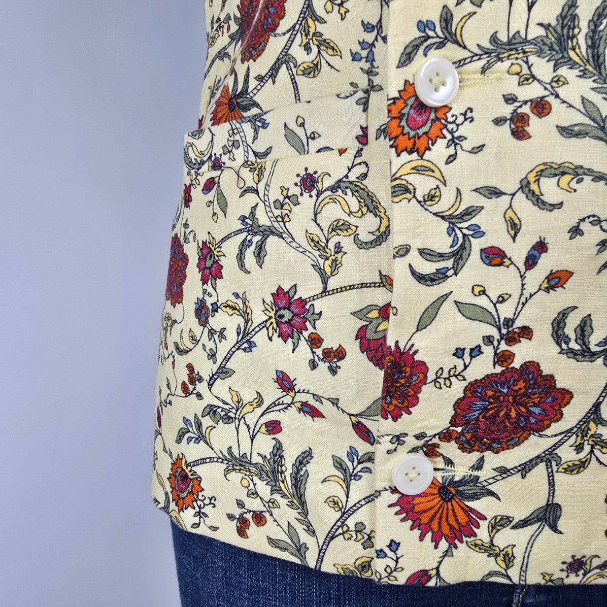 Yellow Floral Button Up Vest Size S/M