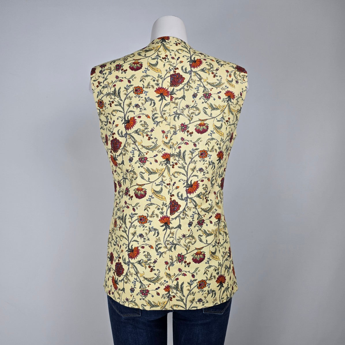 Yellow Floral Button Up Vest Size S/M