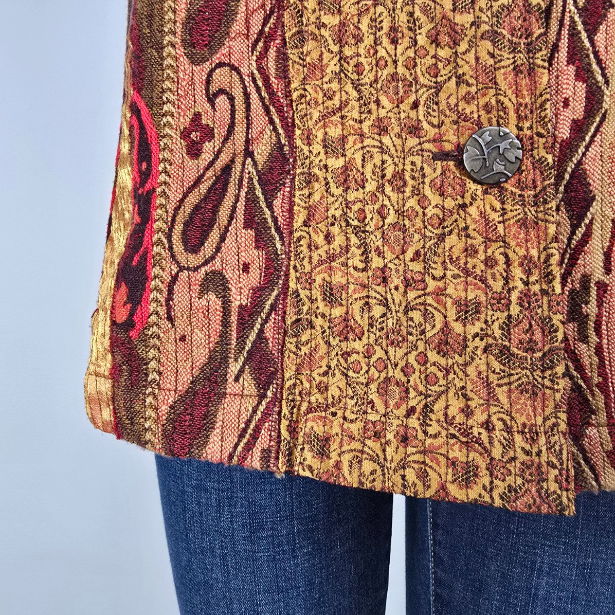 Coldwater Creek Patchwork Button Up Vest Size L