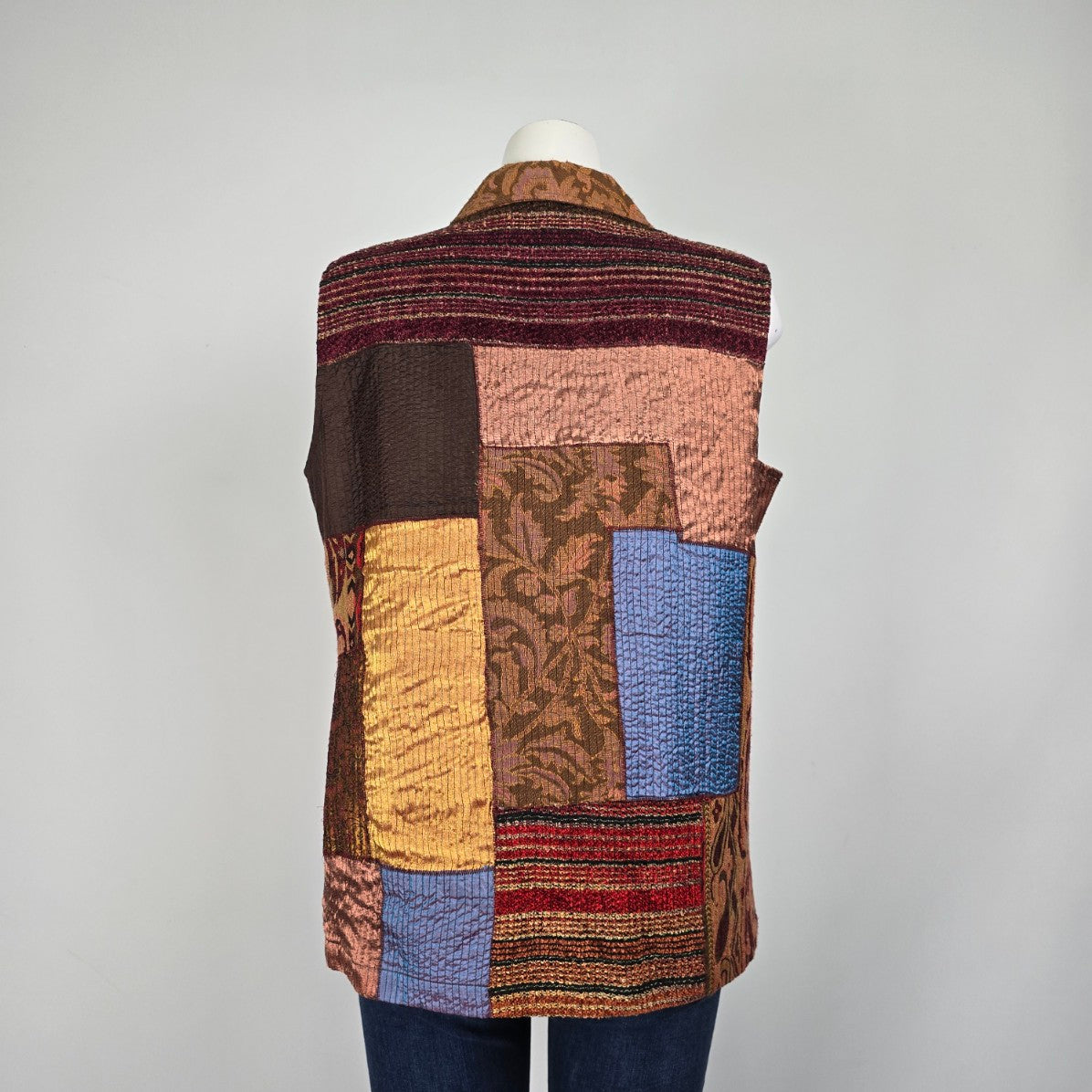 Coldwater Creek Patchwork Button Up Vest Size L