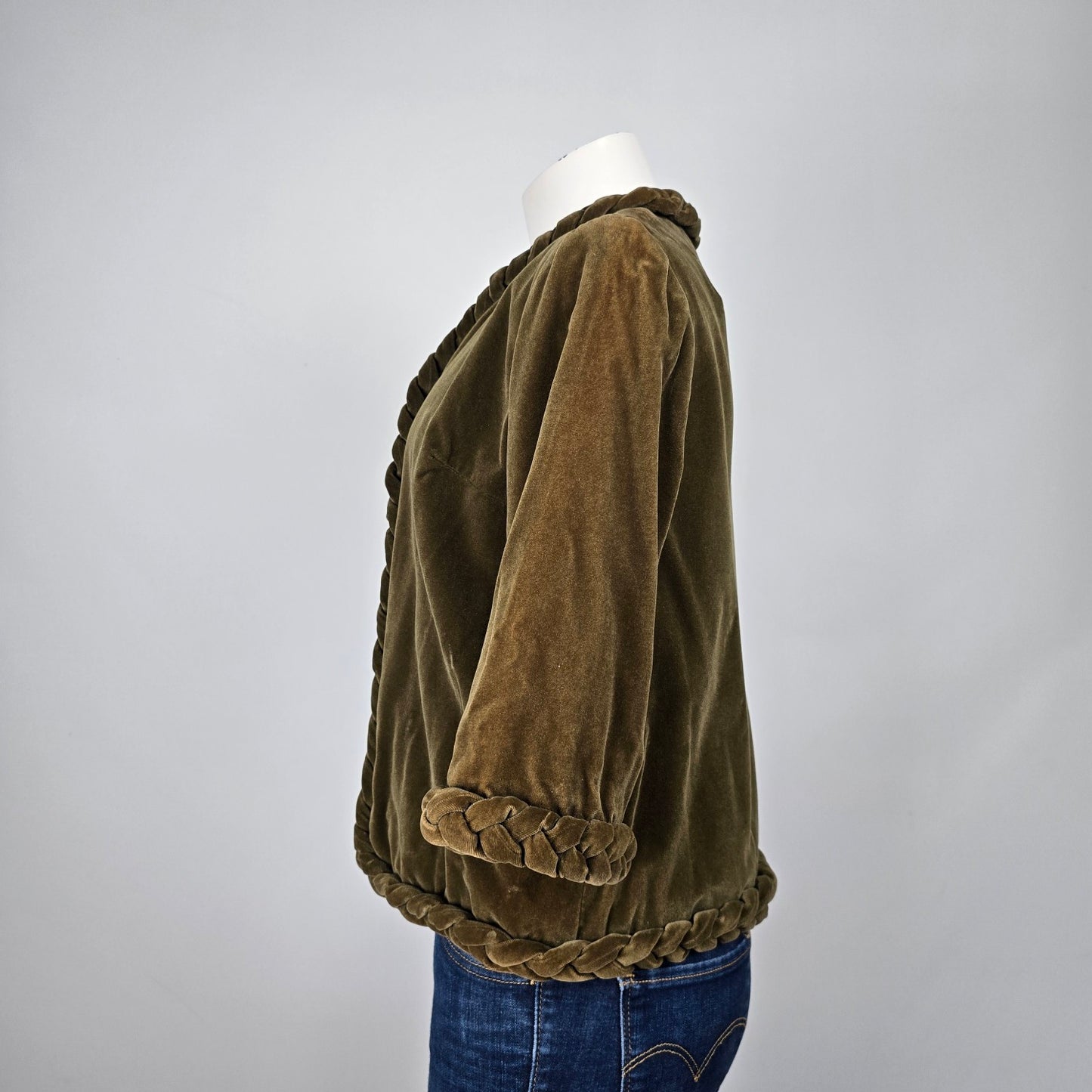 Vintage Bonwit Teller Nan Herzlinger Green Velvet Blazer Size S/M