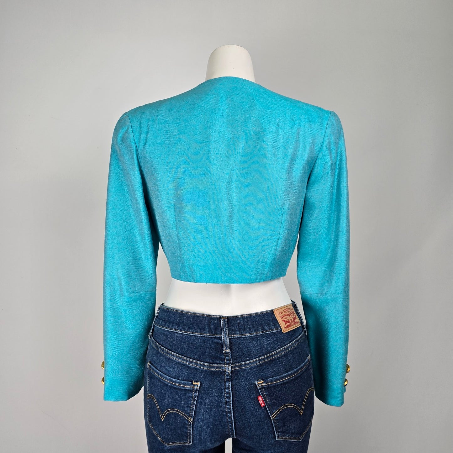 Vintage Zakura Blue Cropped Blazer Size 4