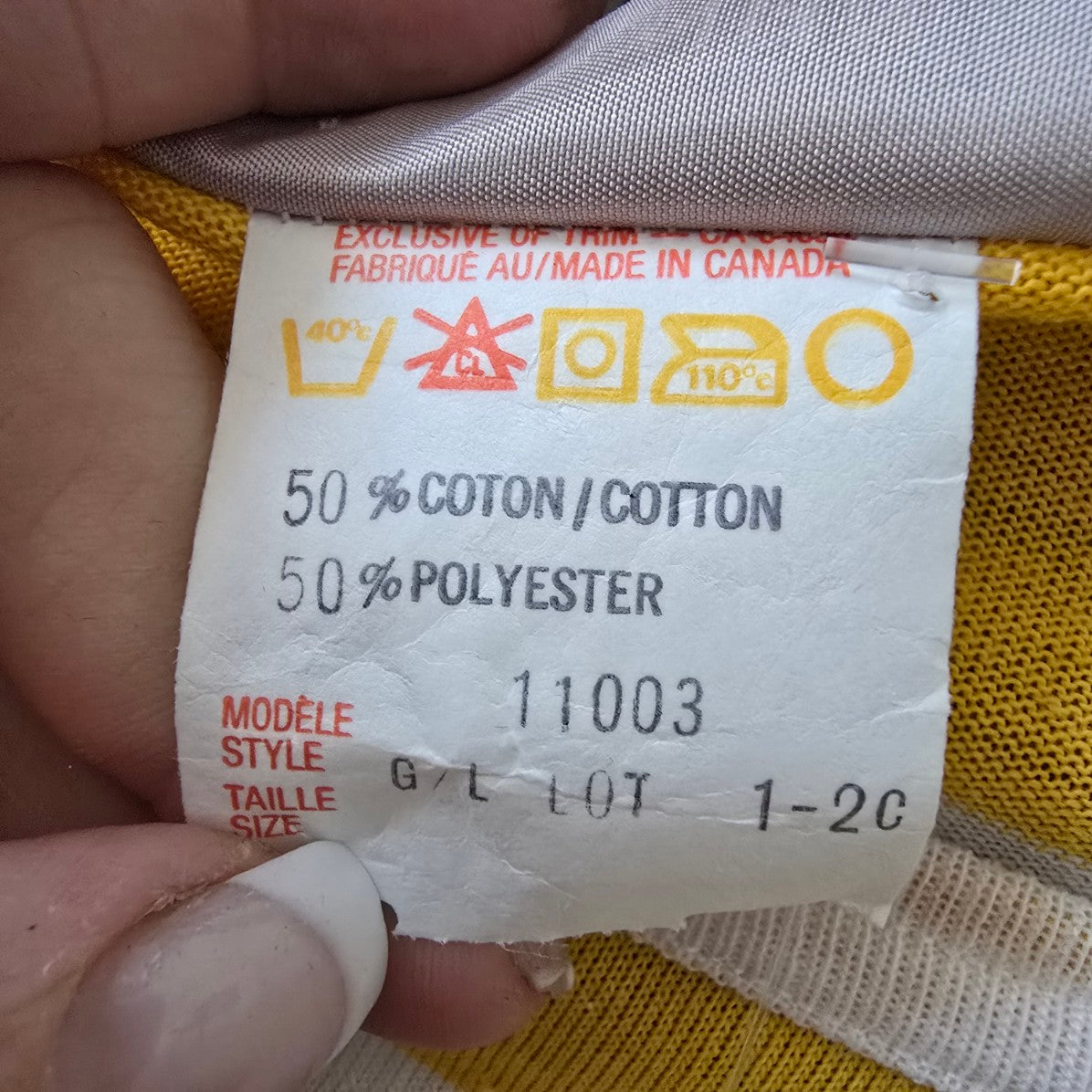 Vintage Sears Yellow Striped Top Size L