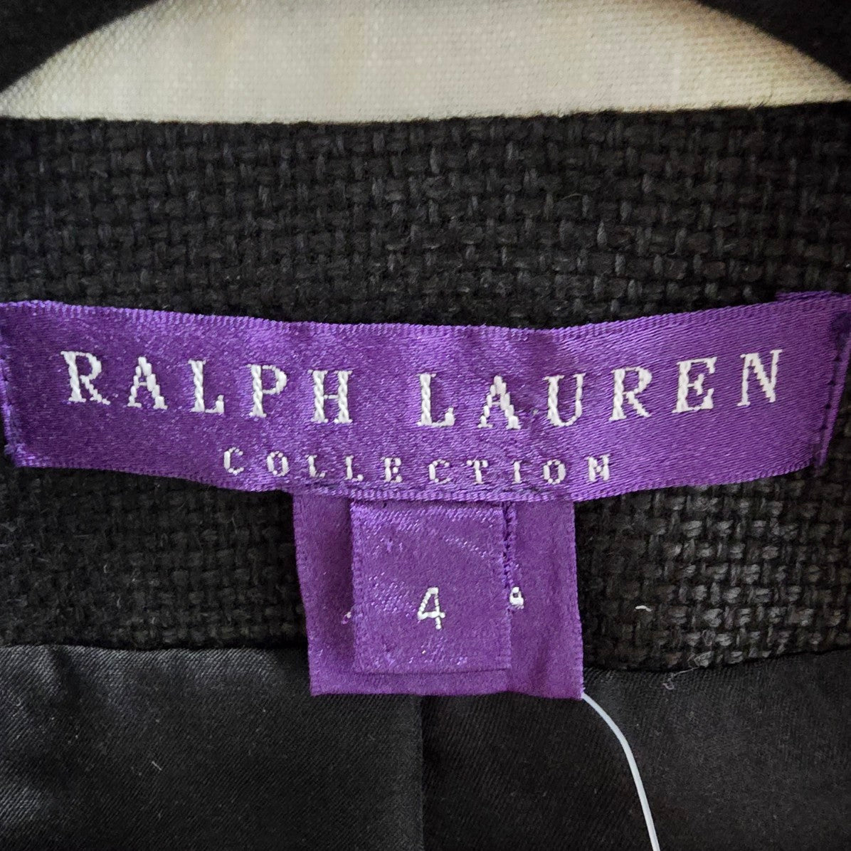 Vintage Ralph Lauren Black Linen & Wool Purple Label Blazer Size 4
