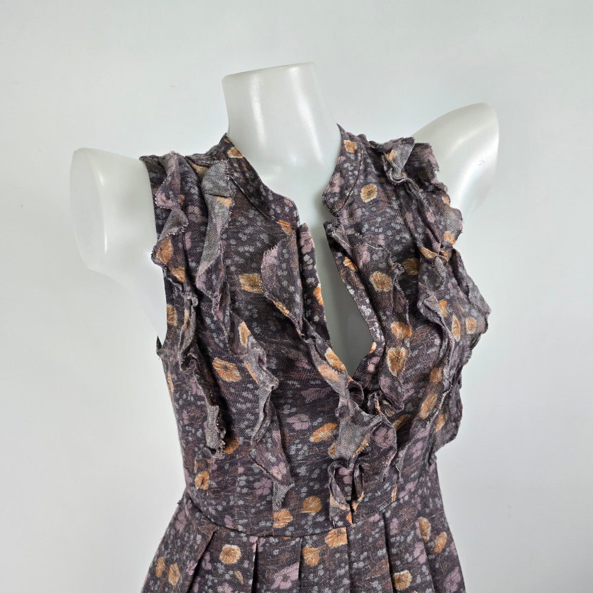 Fleur Wood Purple Sil Ruffle Mini Dress Size 0