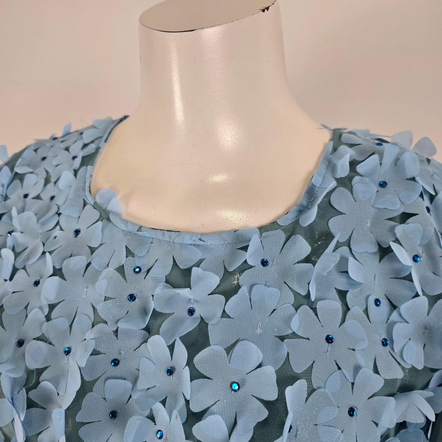 Handmade Blue Flower Dress Size M