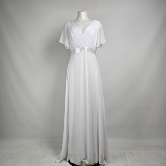 Ever Preety White Chiffon Wedding Dress Size 10