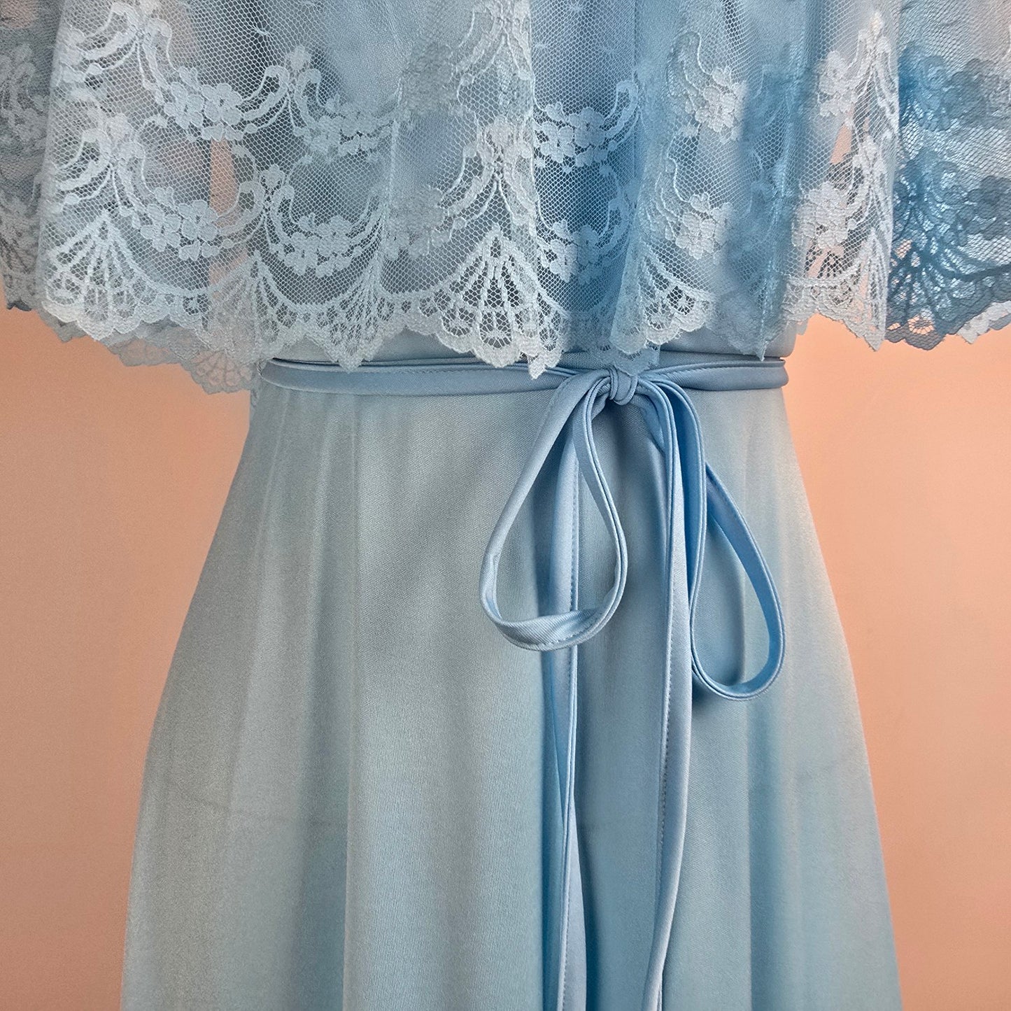 Vintage Blue Lace Long Maxi Dress Size 9/10