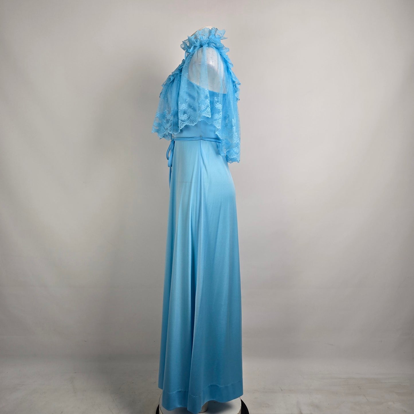 Vintage Blue Lace Long Maxi Dress Size 9/10