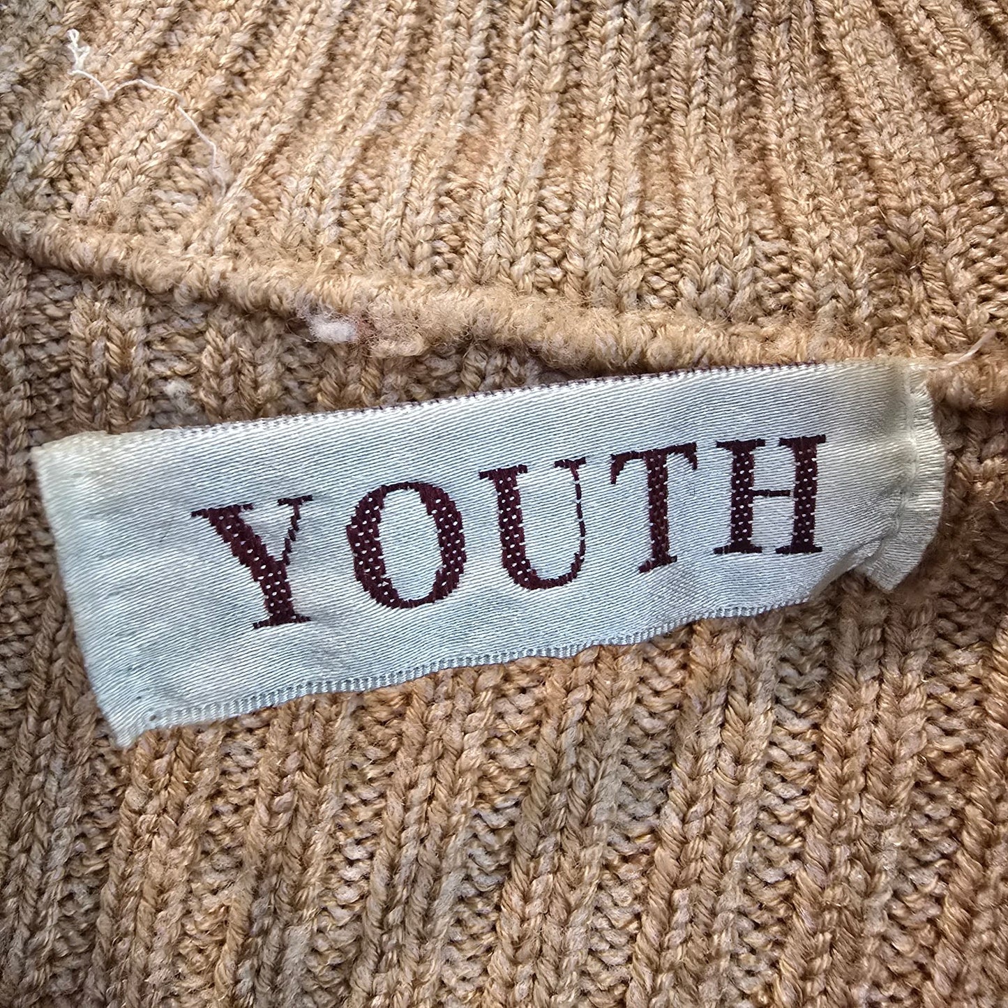 Vintage Youth Brown Knit 69 Number Zip Up Cardigan Size S