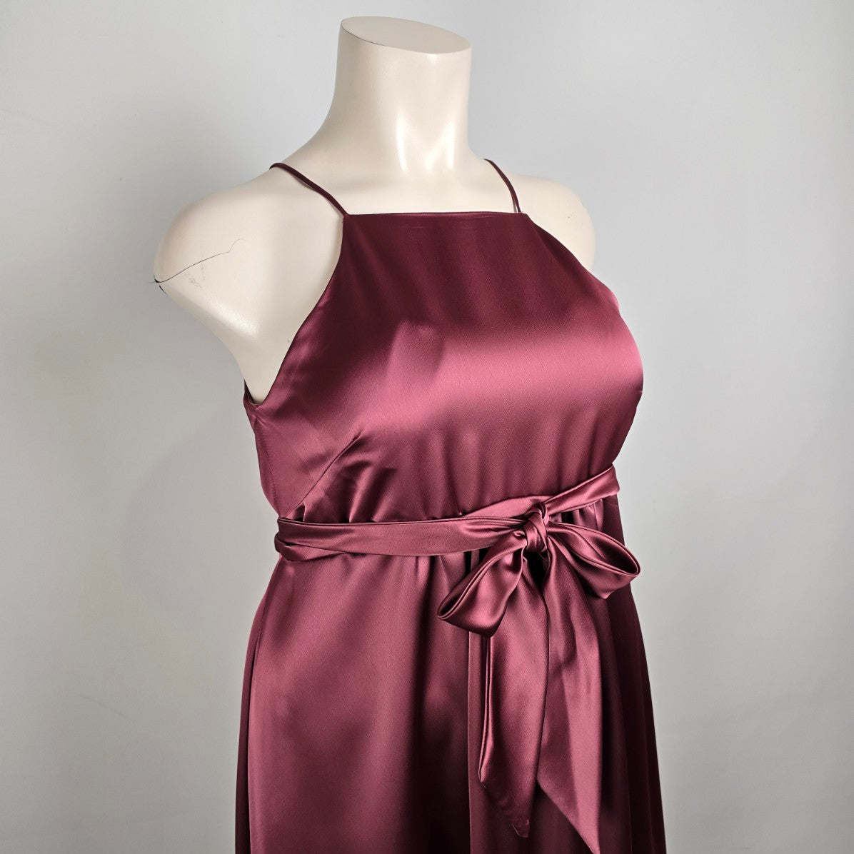 Morilee Maternity Silky Satin Rosewood Square Neck Dress Gown Size 18 Style 14101