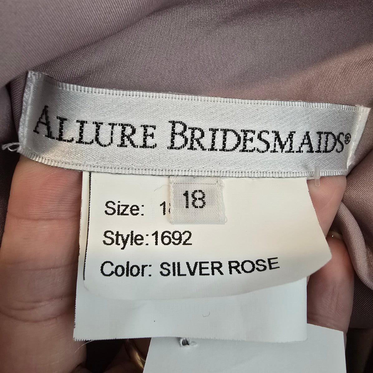 Allure Bridals Silver Rose Chiffon Sleeve Event Bridesmaids Dress Size 18 Style 1692