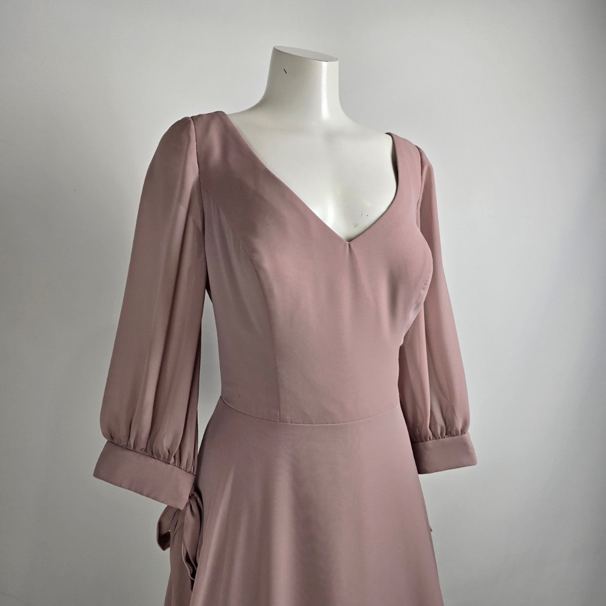 Allure Bridals Silver Rose Chiffon Sleeve Event Bridesmaids Dress Size 18 Style 1692