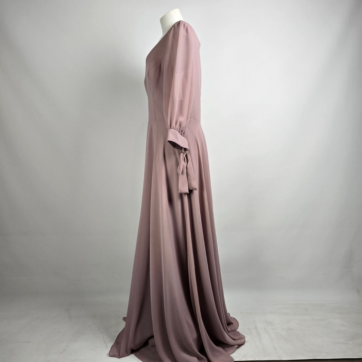 Allure Bridals Silver Rose Chiffon Sleeve Event Bridesmaids Dress Size 18 Style 1692