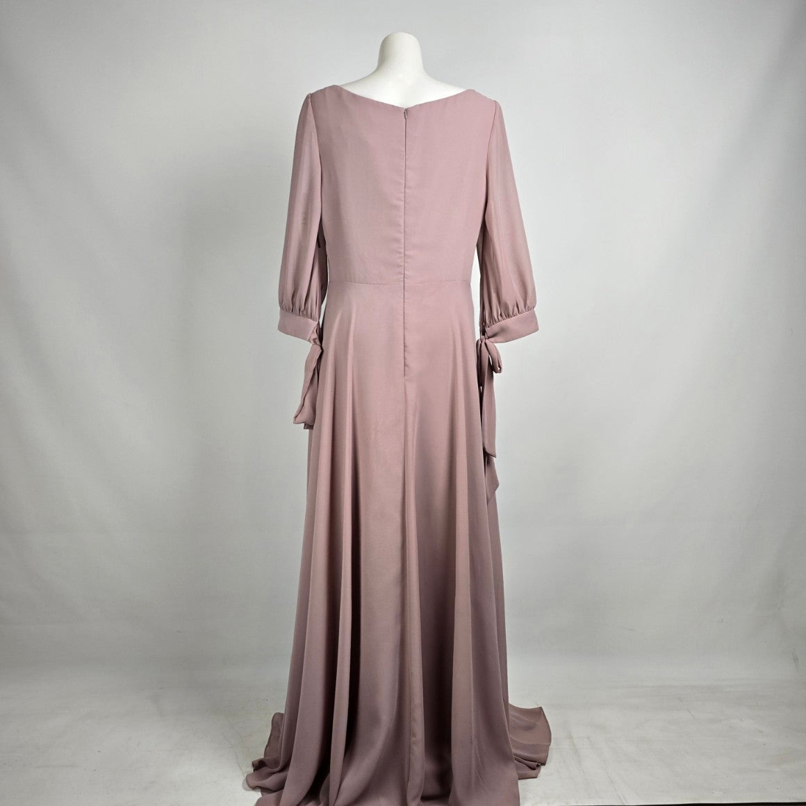 Allure Bridals Silver Rose Chiffon Sleeve Event Bridesmaids Dress Size 18 Style 1692
