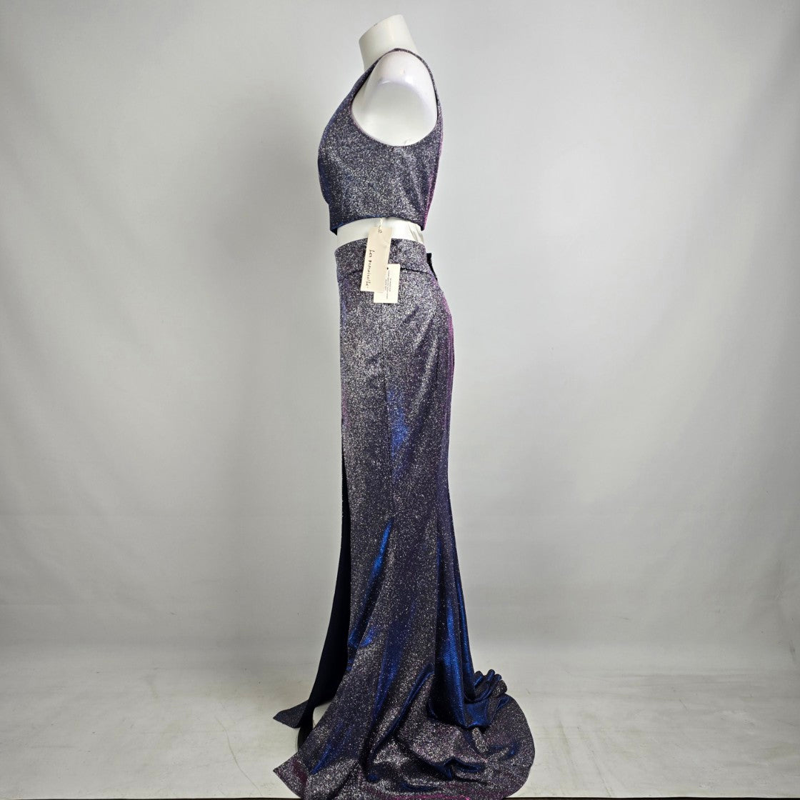 Les Demoiselle Navy Sparkle Two Piece Eventwear Gown Size 10 Style JX5058