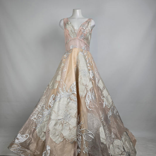 Azure Champagne & Gold Tulle Hem Eventwear Gown Size 12 Style A8056