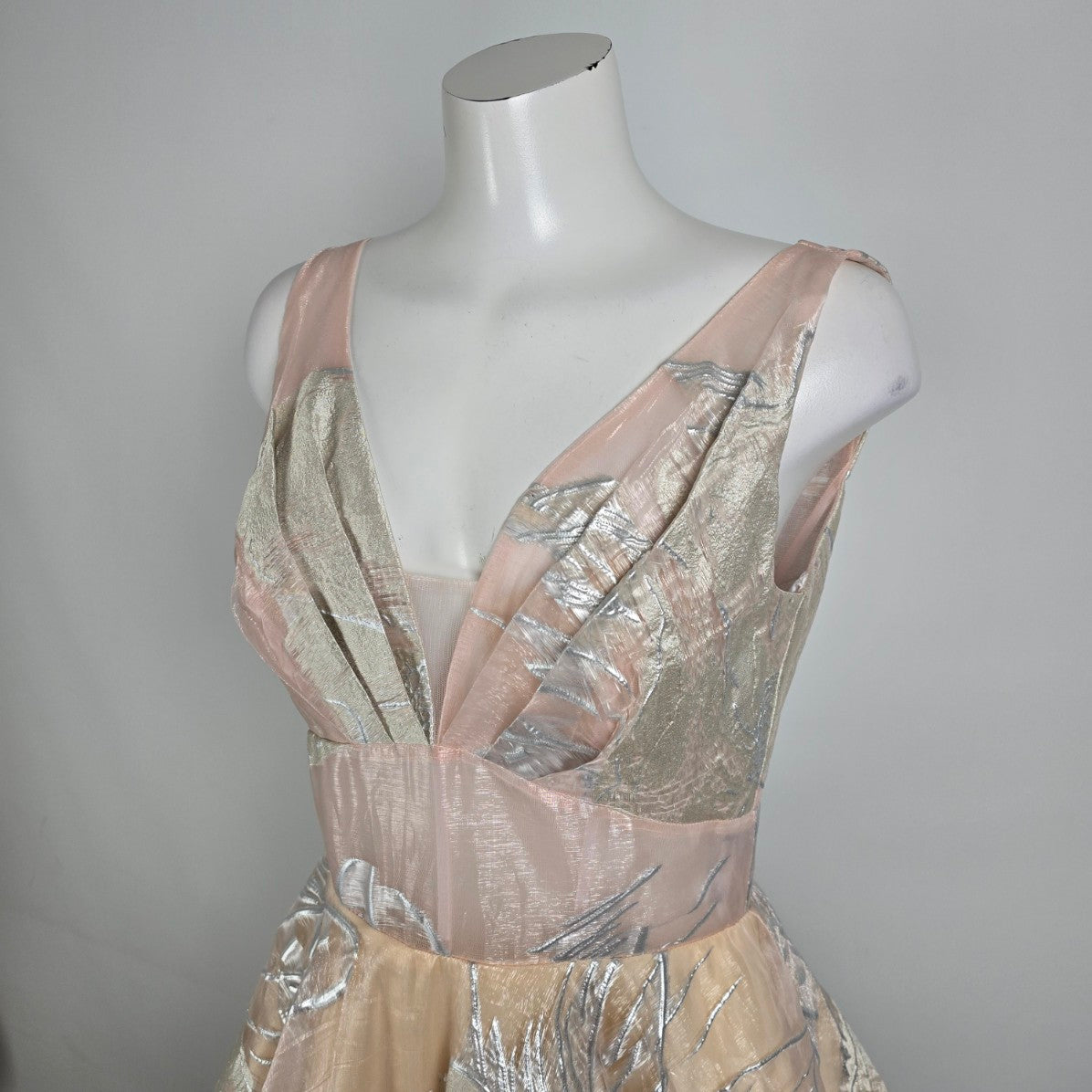 Azure Champagne & Gold Tulle Hem Eventwear Gown Size 12 Style A8056