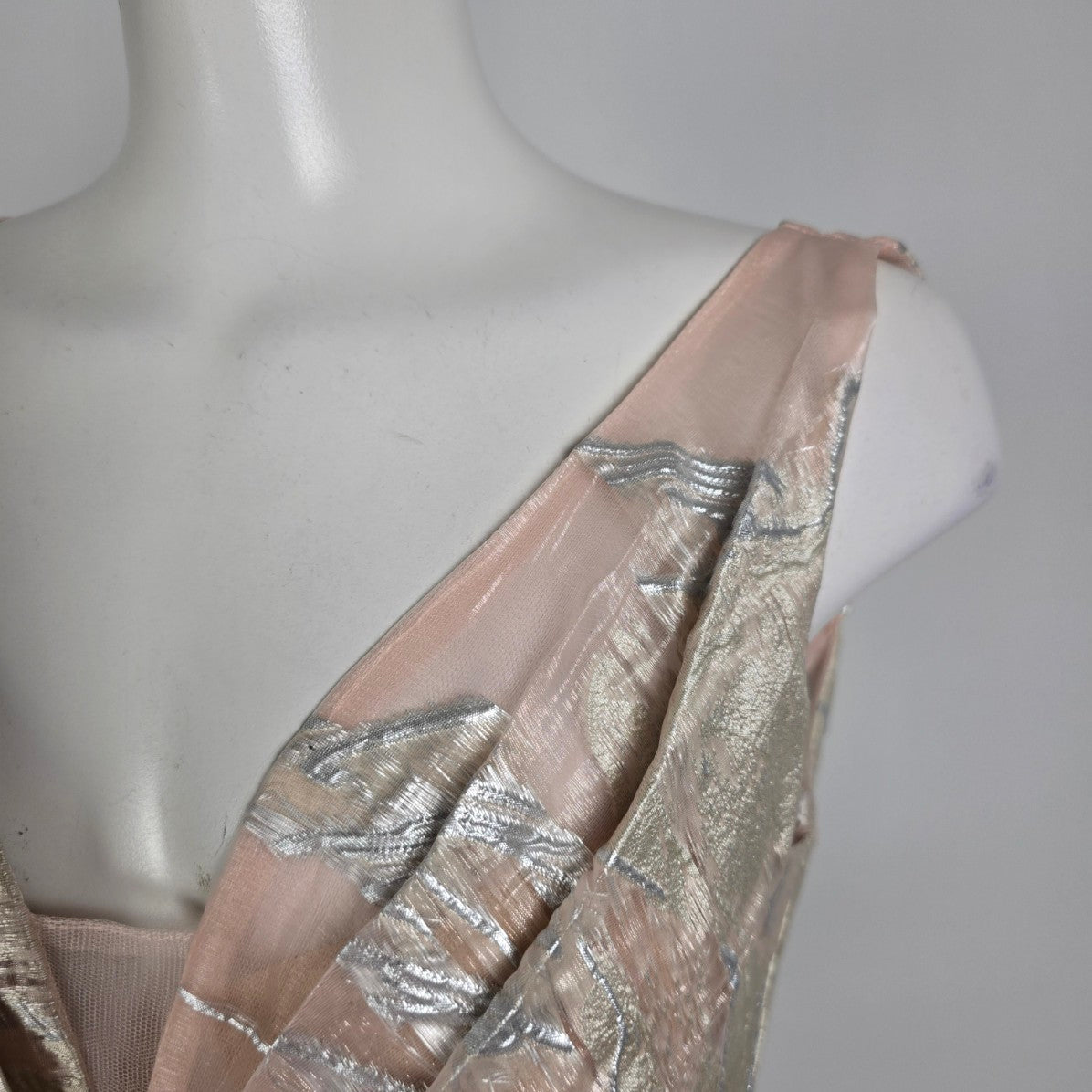 Azure Champagne & Gold Tulle Hem Eventwear Gown Size 12 Style A8056
